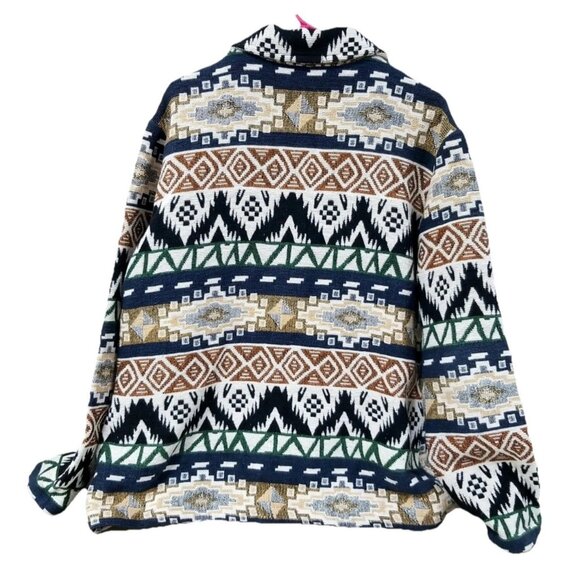 Fashion Bug Vtg Southwest Tapestry Woven Zip Up Shacket Jacket Womens Sz L - Picture 3 of 7